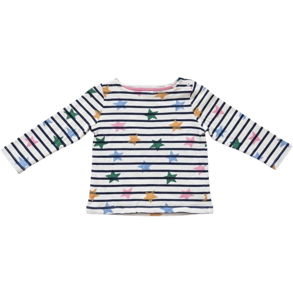 Boden Kids Navy White Striped Star Long Sleeve Cotton Top 2-3Y G2683